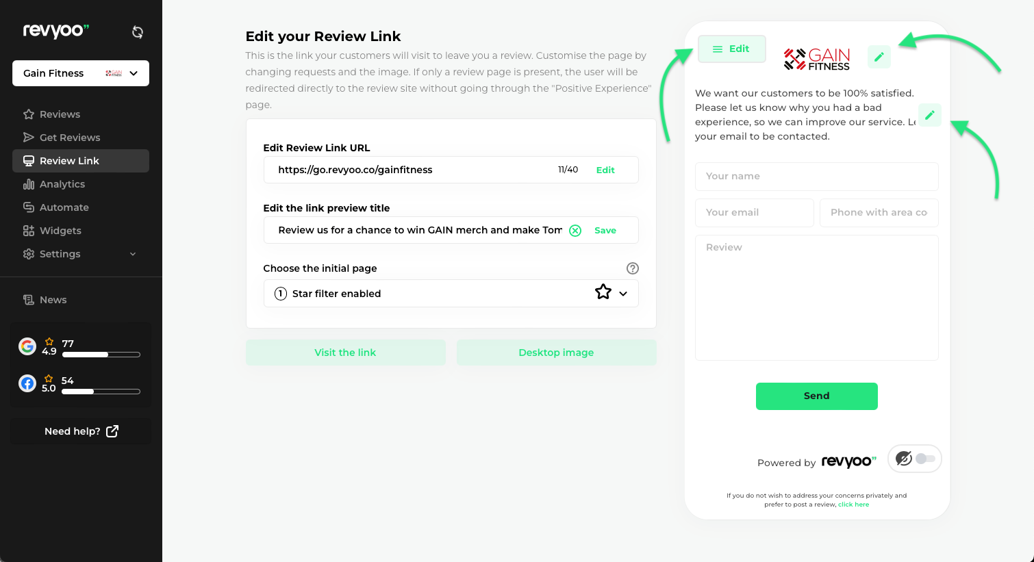 Edit Negative Feedback options