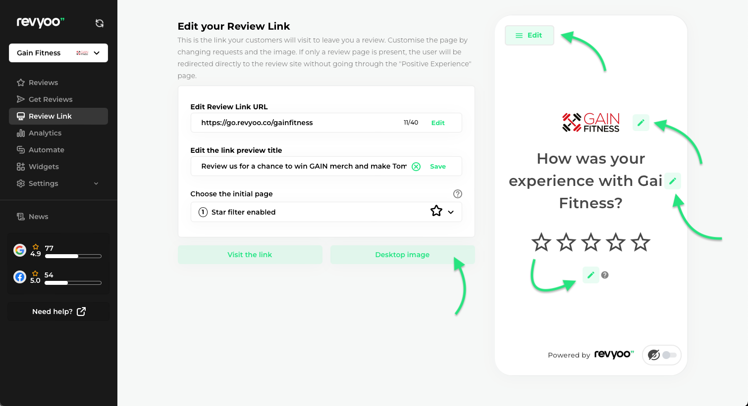 Review link customisations